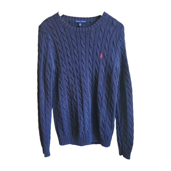 Ralph Lauren Sweaters - Ralph Lauren Womens Size Medium Navy Blue Cable Knit Sweater Cotton